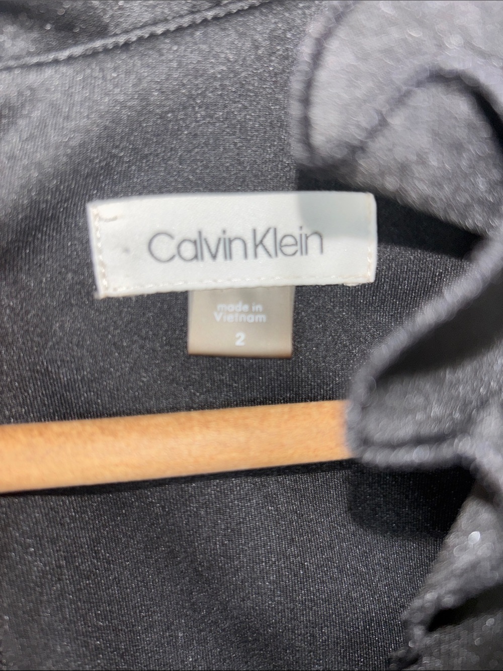 Calvin Klein Black Ruffle V-Neck Scuba Jersey Sheath Midi Dress Fancy LBD Size 2 - Picture 5 of 6